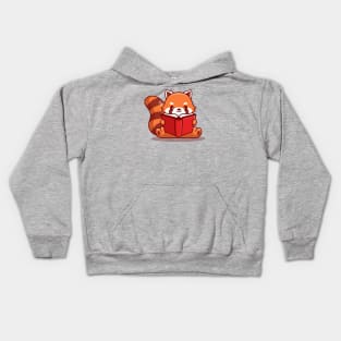 Cute Red Panda Reading Book Kids Hoodie